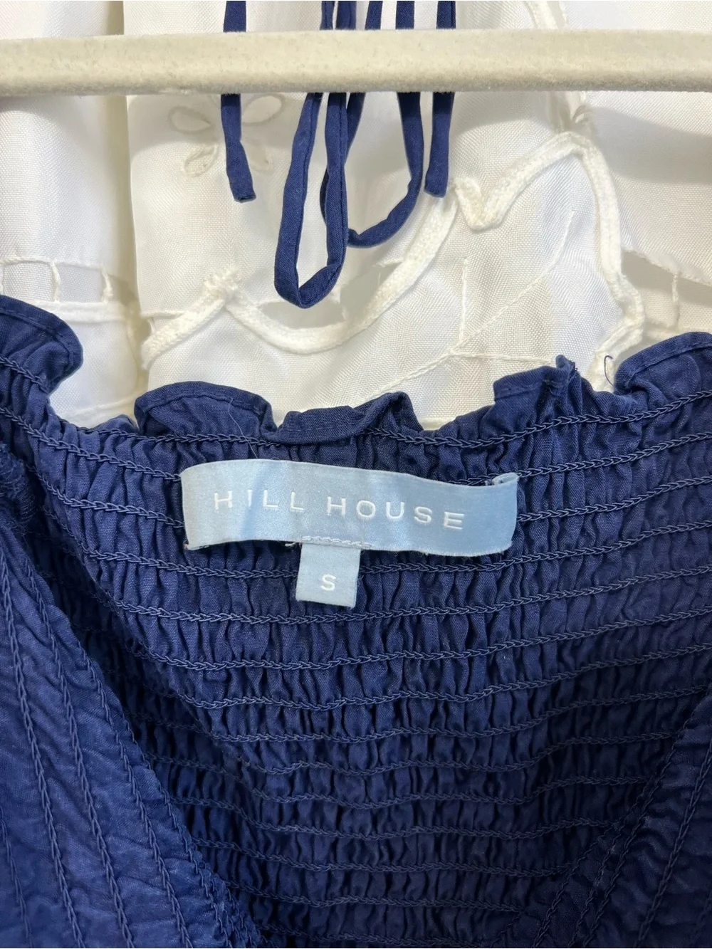 Hill House Home Jewel Jammie Top Navy Crystal Smocked Size Small